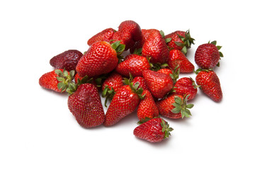 Strawberries isolated on a white studio background.