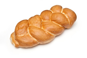 Loaf of turkish bread on a white studio background.