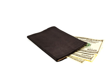 dollar's banknotes in black purse
