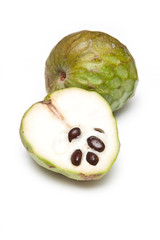 Custard apple fruit isolated on a white studio background.
