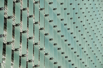 Vertical lines of glass on a modern building
