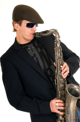Obraz na płótnie Canvas Music performer, saxophone