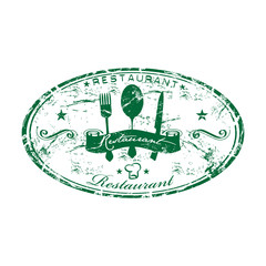 Restaurant green grunge rubber stamp