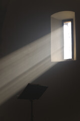 Lectern in altar with a holy bible.