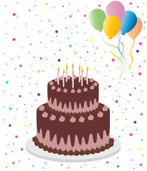 Chocolate cake and balloons