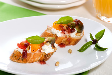 Prosciutto and blue cheese canapes