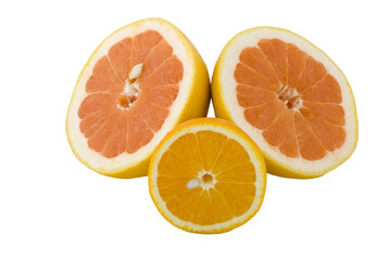 grop of halfs of grapefruit and orange