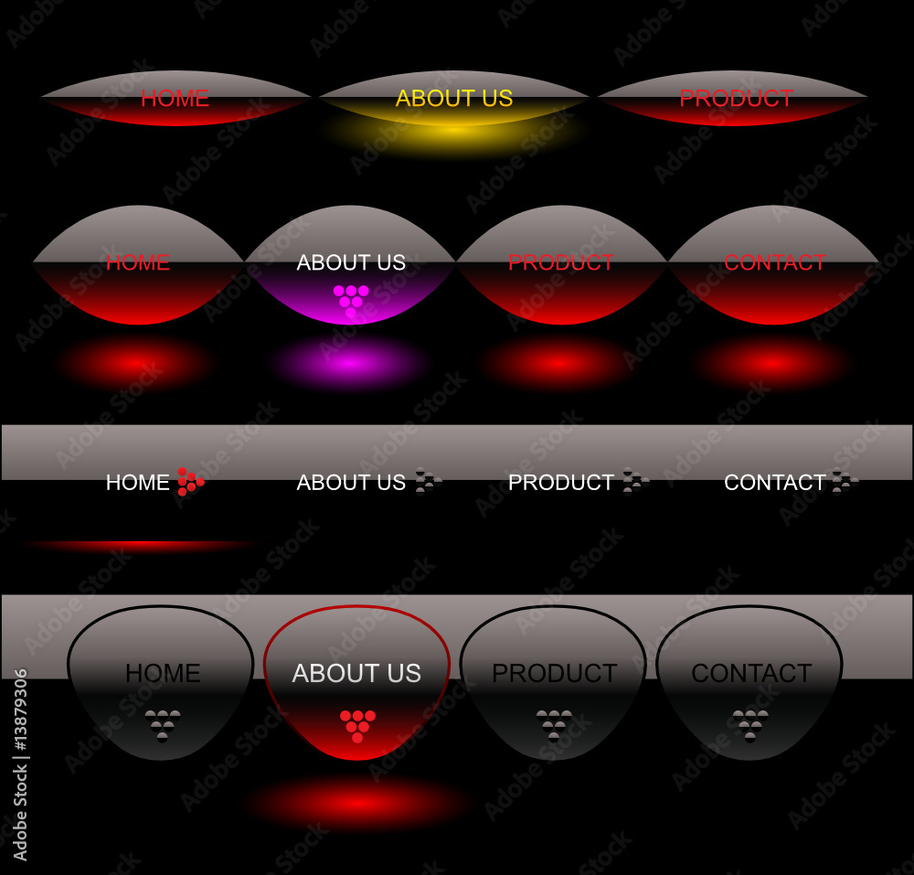 Wall mural editable website vector buttons