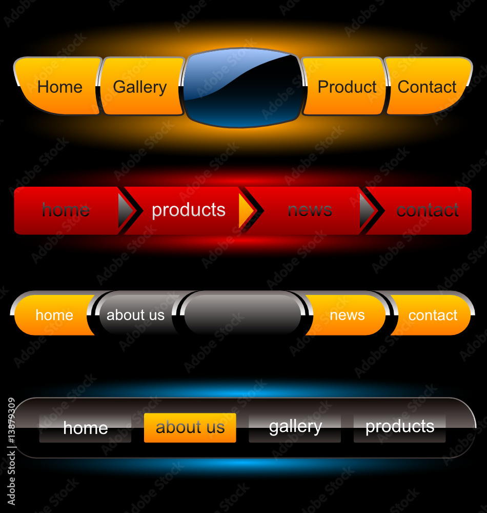 Wall mural editable website vector buttons