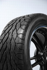 Wheel with steel rim over the white wall