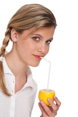 Healthy lifestyle series - Woman holding lemon