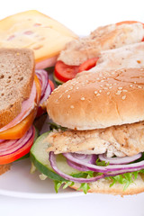 group of sandwiches on a plate