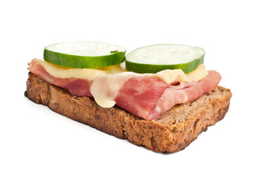 ham, cheese and cucumbers sandwich