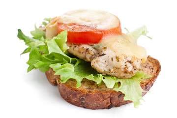 chicken, vegetables and cheese sandwich