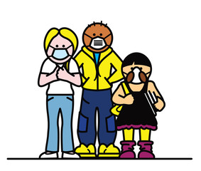 kids with anti virus masks