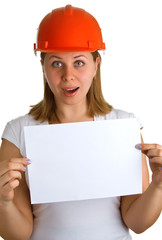 Surprised women with a sheet of paper