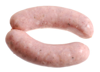 Traditional Polish white sausage isolated on white background