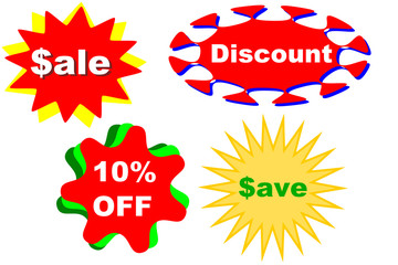 a set of four sale stickers