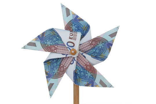Windwheel, Windrad aus Euro-Scheinen