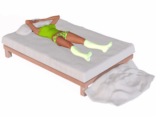 Bettzeit - 3D Figur auf einem Bett