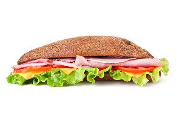 whole wheat long baguette sandwich