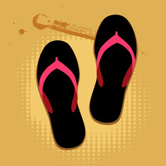 Beach sandals on sand