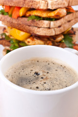 coffee and grilled chicken sandwiches