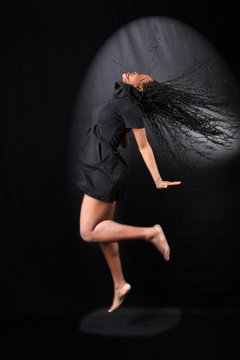 afro-american dancer in jump