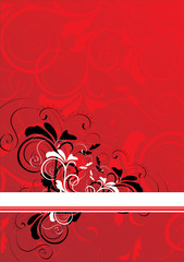 red ornamental background with banner - vector
