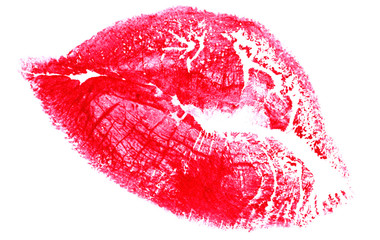 big red woman lips isolated on white