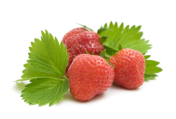 fresh strawberries on white background