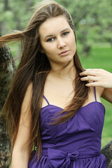 Naklejka premium Portrait young beautiful girl in the street