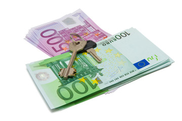 Keys on a top of bank notes