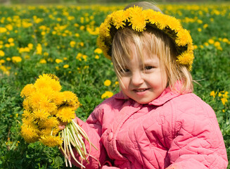 Girl and dandelion