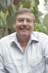 Fototapeta premium Lucky man in his winter garden
