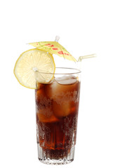 glass  with lemon and an umbrella