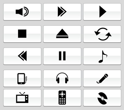 Media Player Silver Icons