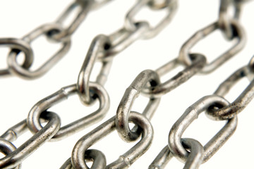 Fototapeta premium Steel chain links on white background