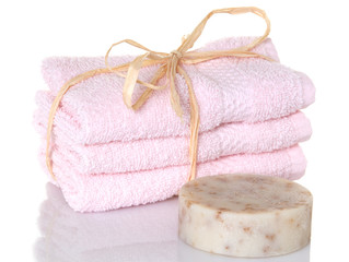 Obraz na płótnie Canvas Pink Towelettes With Oatmeal Soap