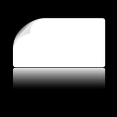 White card with curled corner and reflection