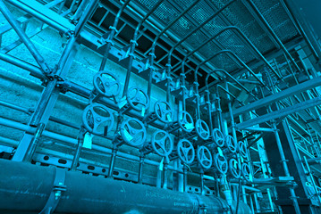 Pipes, tubes, valves at a power plant