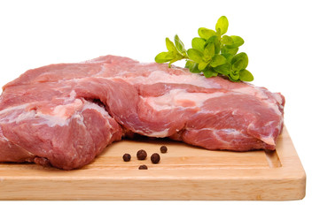 Fresh raw pork isolated on white background