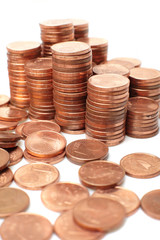 coins  on white background