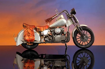 Fotobehang Zonsondergang motorfiets © redav