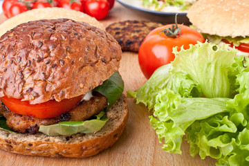 cheeseburger and ingredients
