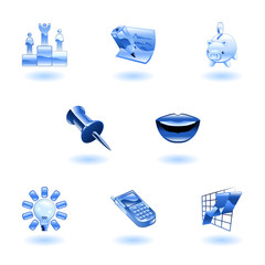 A set of glossy business and office icons