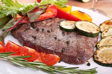 tender beef fillet steak with vegetables