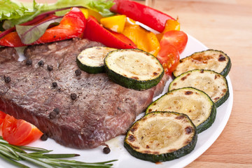 tender beef fillet steak with vegetables