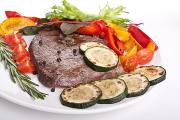 tender beef fillet steak with vegetables