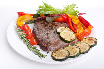 tender beef fillet steak with vegetables